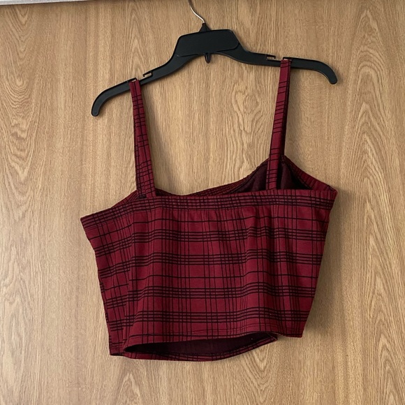 Maroon plaid crop top - Picture 3 of 3